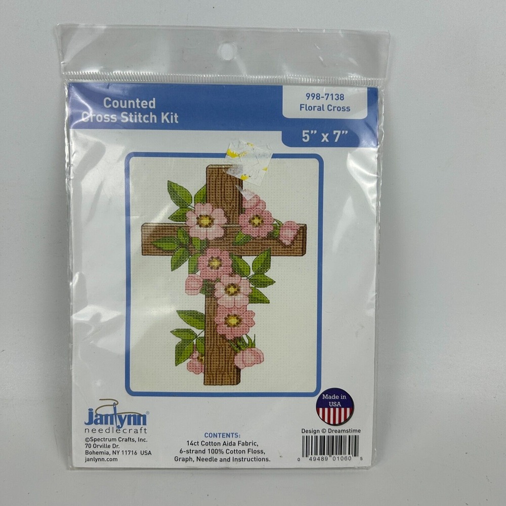 Janlynn Needlecraft 998-7138 Floral Cross Counted‎ Cross Stitch 100% Cotton 5x7